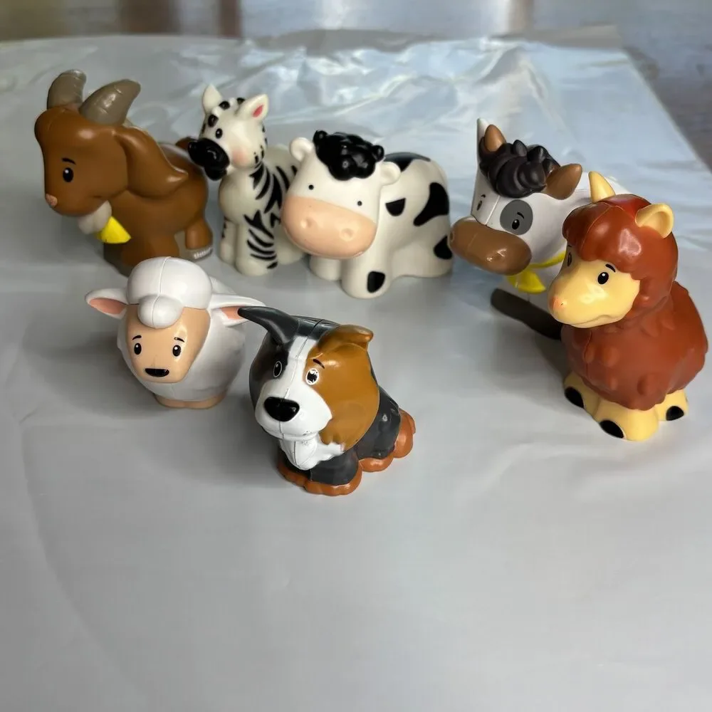 Fisher-Price Little People Farm Animal Figures Lot Cow Dog Sheep‎ Zebra Goat Toy